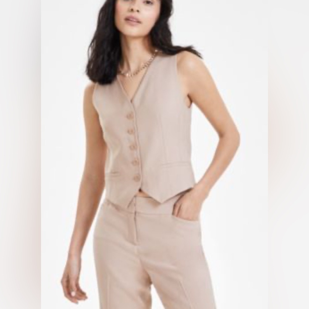 NWT Bar III Size L Washed Twill‎ Button Vest